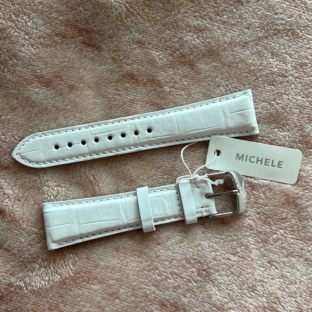 Michele white 20mm watch strap